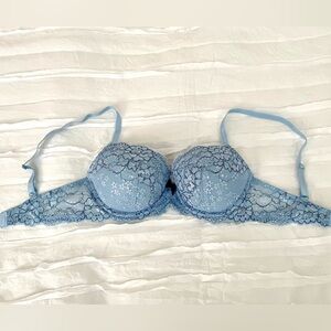 32D Light Blue Dream Angels by Victoria's Secret Lace Lined Demi Bra